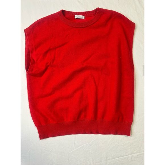 Brunello Cucinelli Ribbed Red Cashmere Sleeveless Top, Size XL - Picture 1 of 8